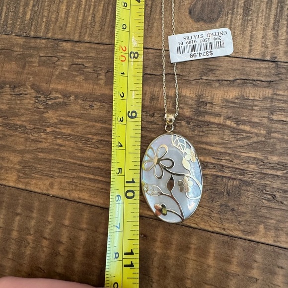 NWT Mother of Pearl 18in 925/14k Yellow Gold Bonded Pendant Necklace - Picture 13 of 14